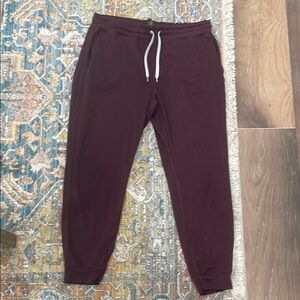 Vuori Maroon Track Pants with Elastic Waistband and Tapered Cuffs